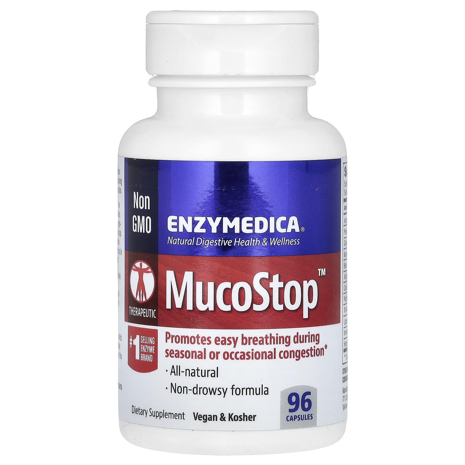 Enzymedica, Mucostop, 96 Capsules UPC 670480241110 | HiLife Vitamins