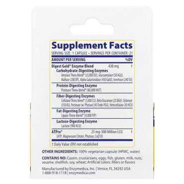 Enzymedica, Digest Gold, 21 Capsules UPC 670480241509 | HiLife Vitamins
