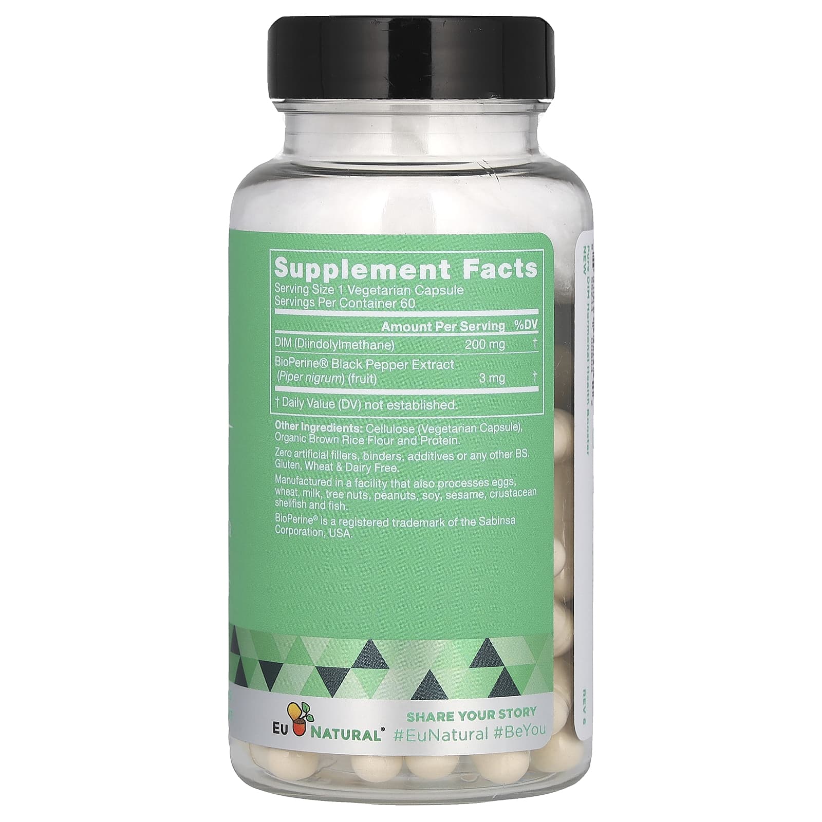 EU Natural, Pure DIM, 200 mg, 60 Vegetarian Capsules UPC 855244008042 | HiLife Vitamins