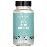 EU Natural, Pure Biotin, 5,000 mcg, 120 Vegetarian Capsules UPC 855244008172 | HiLife Vitamins