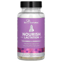 EU Natural, Nourish Lactation, Fenugreek & Moringa+, 60 Vegetarian Capsules UPC 855244008240 | HiLife Vitamins