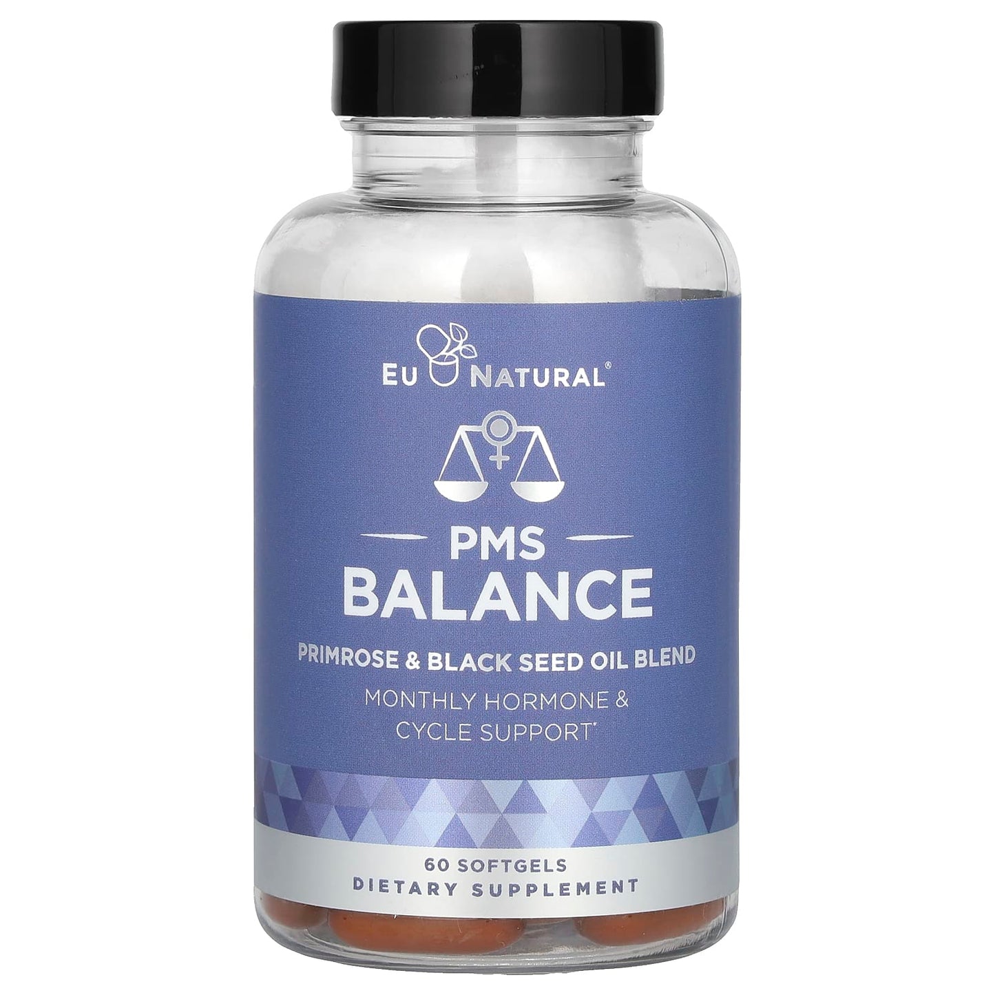 EU Natural, PMS Balance, Primrose & Black Seed Oil Blend, 60 Softgels UPC 855244008394 | HiLife Vitamins