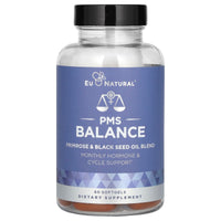 EU Natural, PMS Balance, Primrose & Black Seed Oil Blend, 60 Softgels UPC 855244008394 | HiLife Vitamins