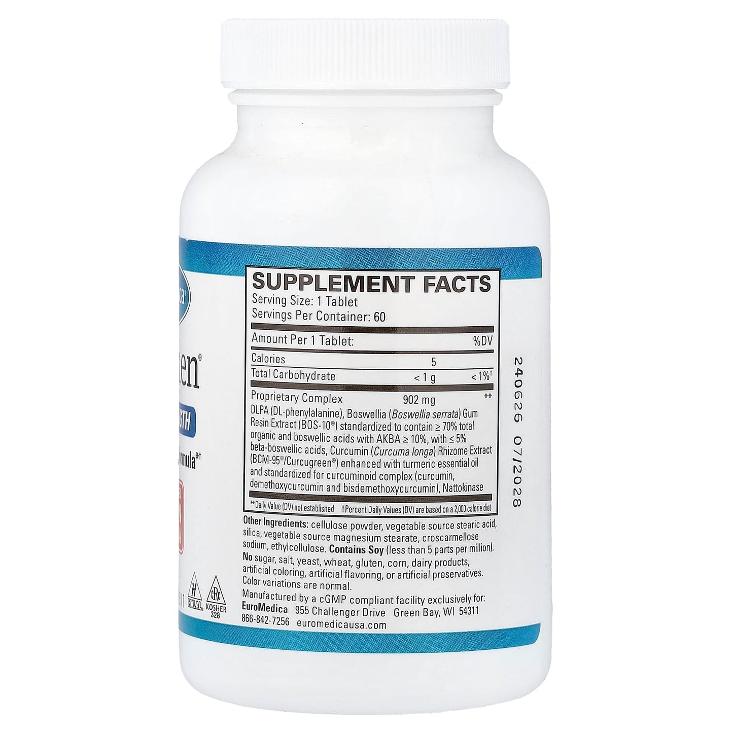 EuroMedica, Curaphen®, Extra Strength, 60 Tablets UPC 367703612061 | HiLife Vitamins