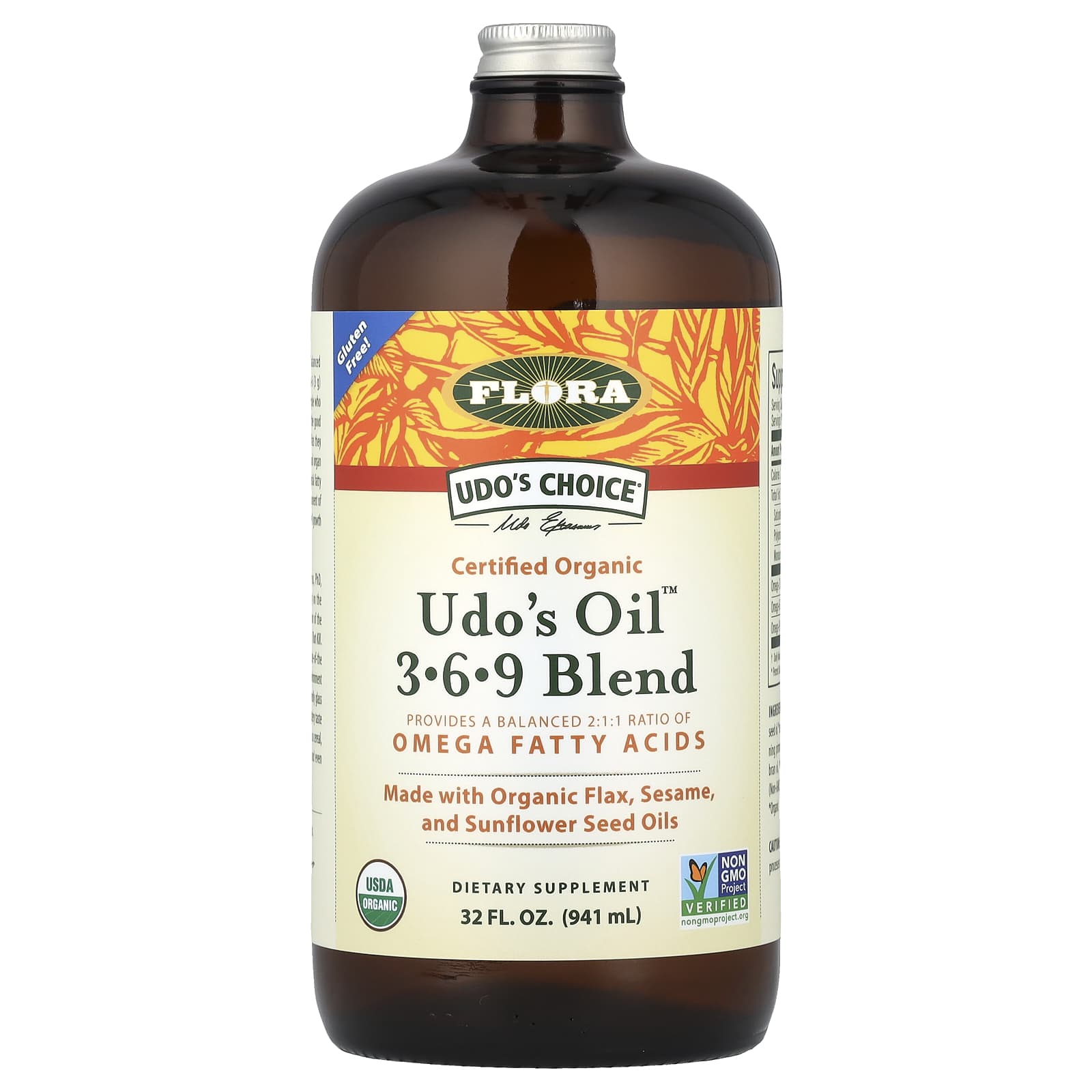 Flora, Udo's Choice®, Udo's Oil™ 3-6-9 Blend, 32 fl oz (941 ml) UPC 061998679890 | HiLife Vitamins