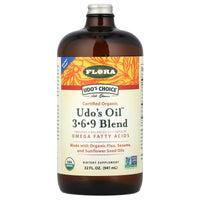 Flora, Udo's Choice®, Udo's Oil™ 3-6-9 Blend, 32 fl oz (941 ml) UPC 061998679890 | HiLife Vitamins
