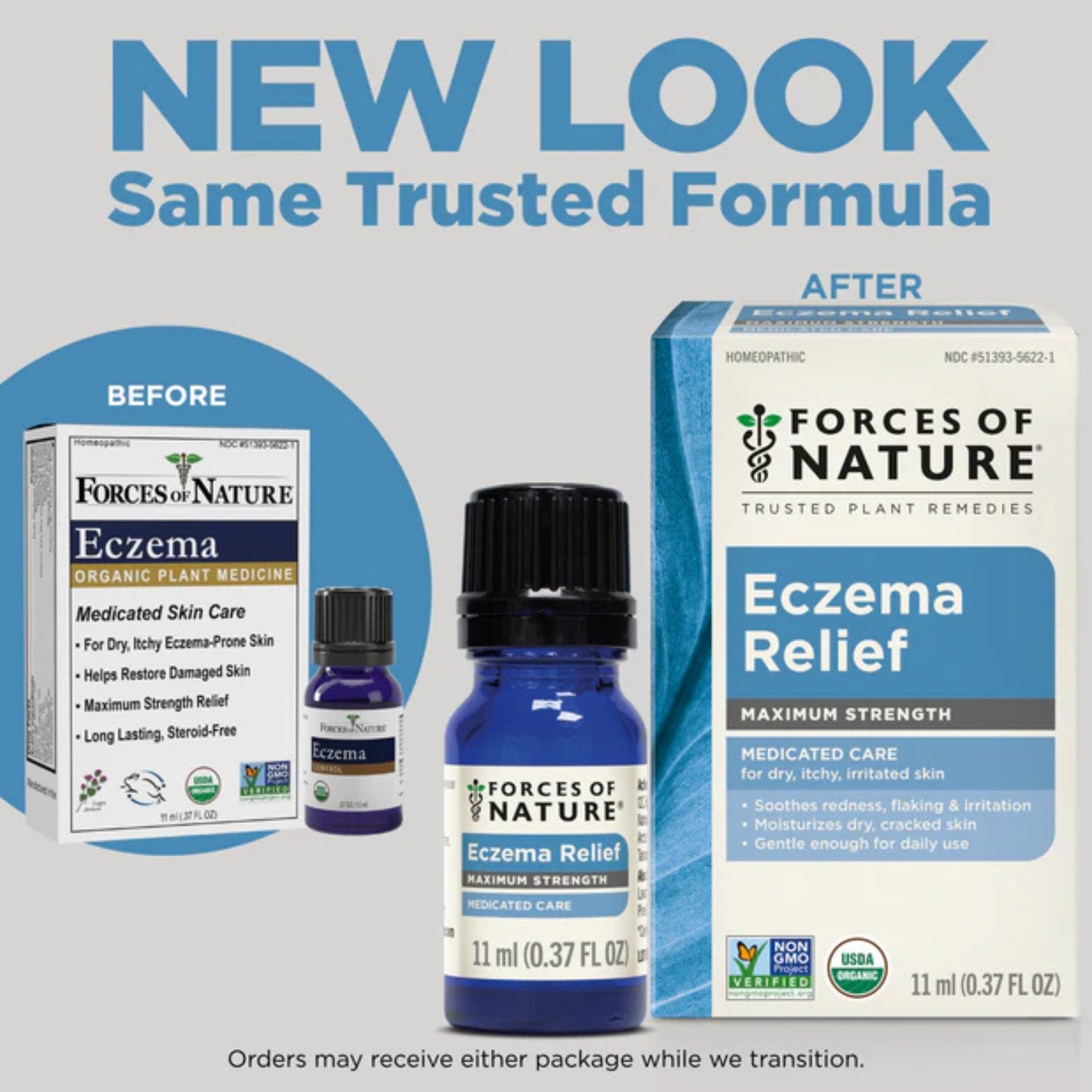 Forces of Nature, Eczema Relief, Maximum Strength, 0.37 fl oz (11 ml) UPC 830743010017 | Hilife Vitamins