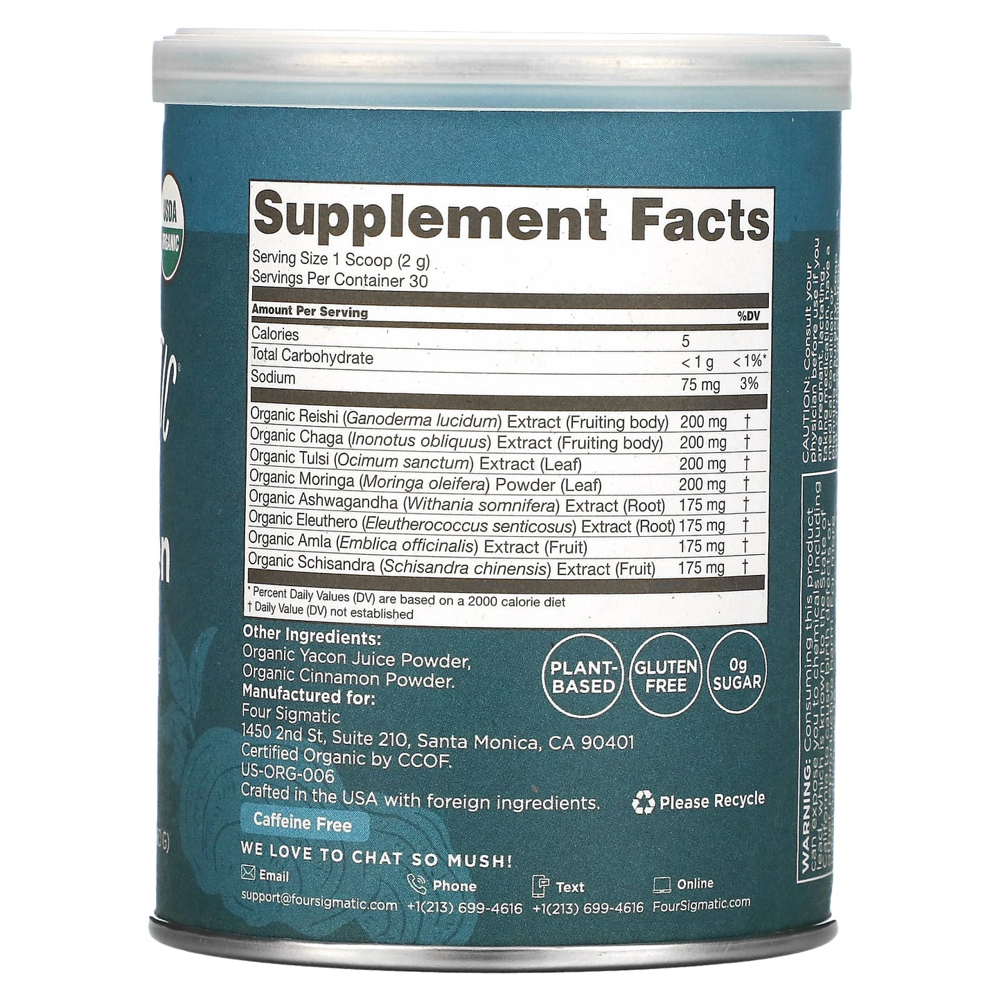 FOUR SIGMA FOODS, INC., Adaptogen Blend Mix, 2.12 Oz UPC 816897020584 | Hilife Vitamins