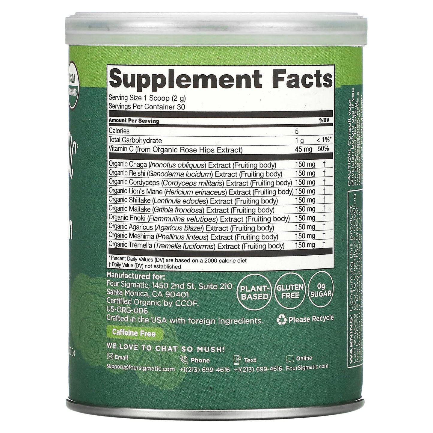 FOUR SIGMA FOODS, INC., Mushroom Blend Mix, 2.12 Oz UPC 816897020898 | Hilife Vitamins