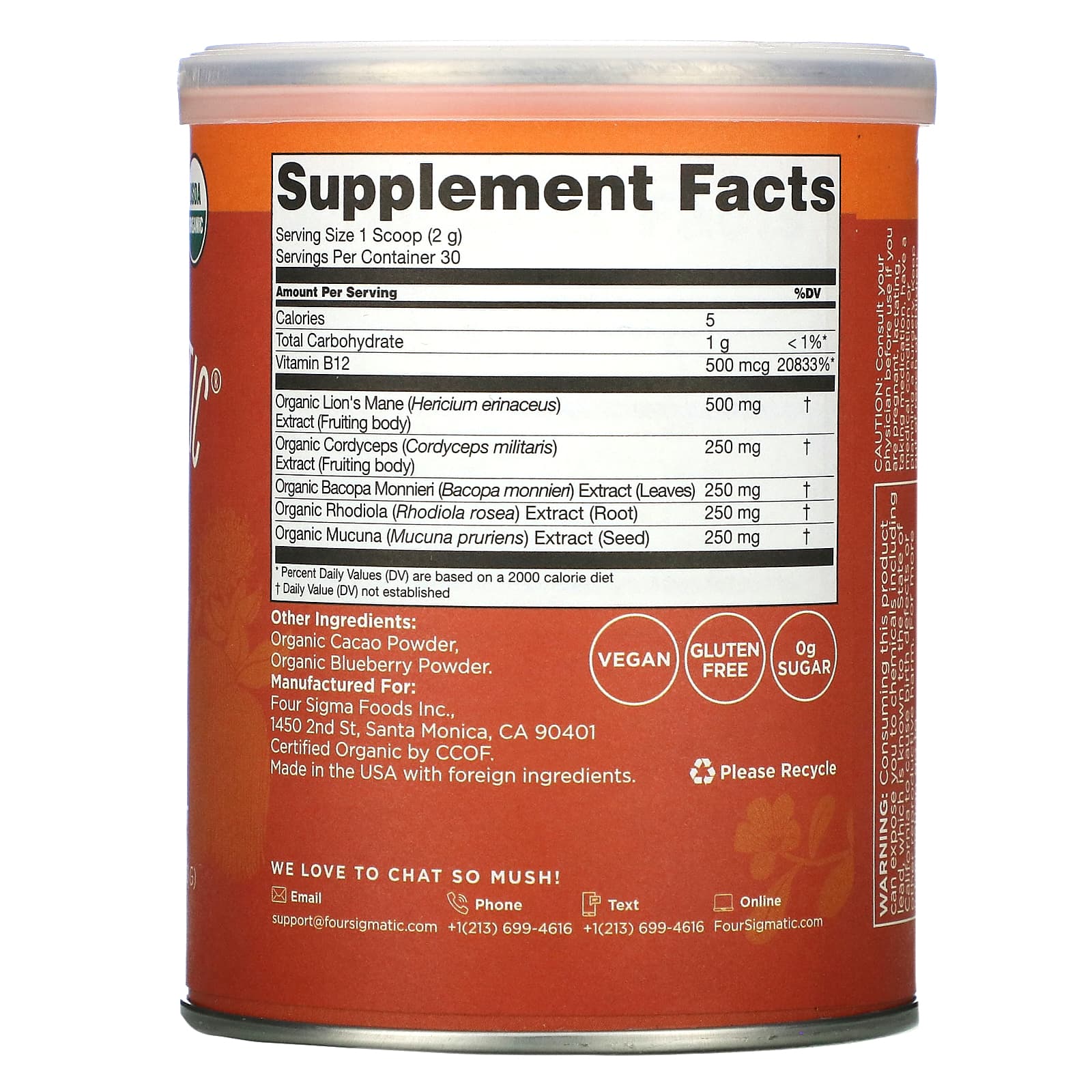 FOUR SIGMA FOODS, INC., Genius Blend Mix, 2.12 Oz UPC 816897022212 | Hilife Vitamins