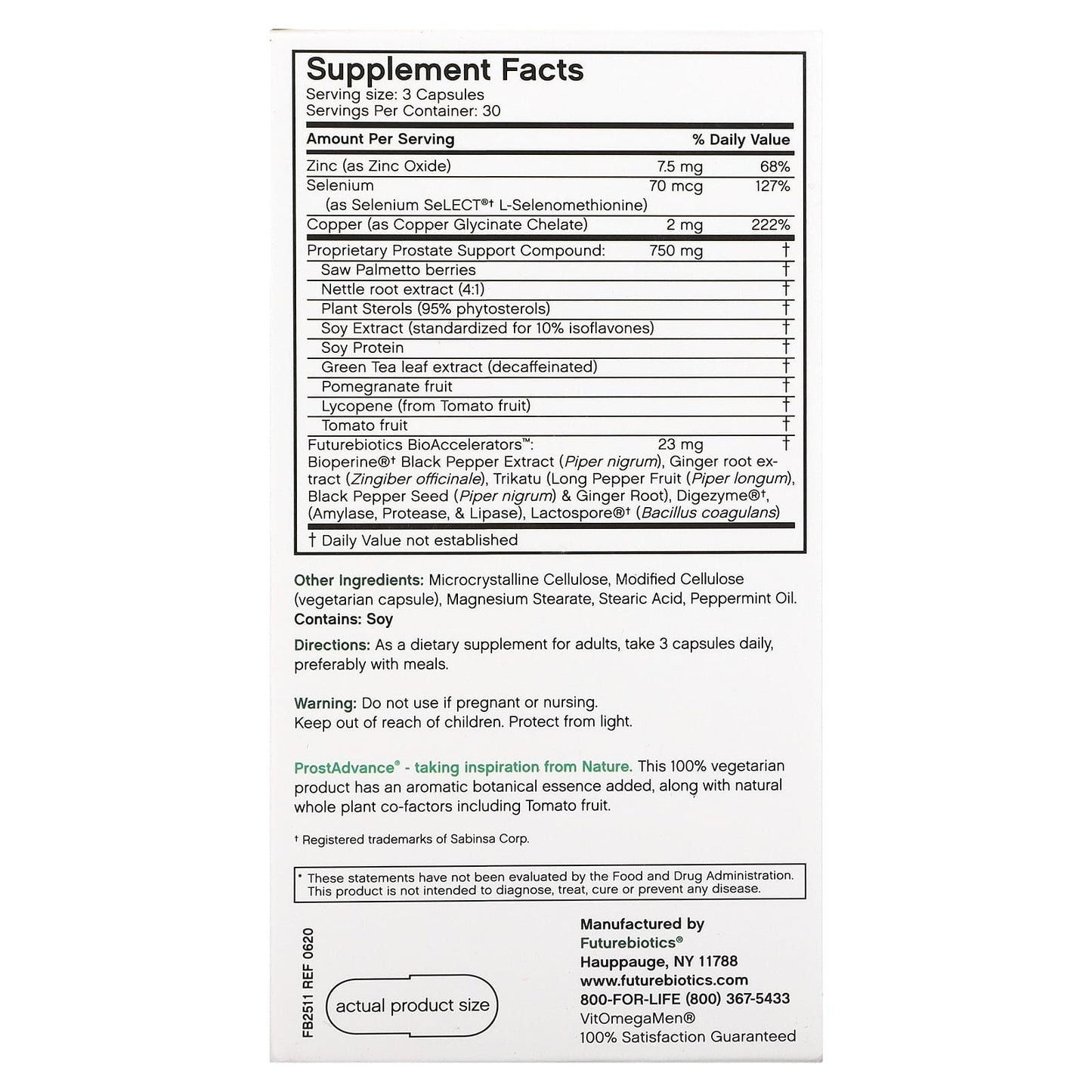 Futurebiotics, ProstAdvance, Natural Prostate Support, 90 Vegetarian Capsules UPC 049479025114 | Hilife Vitamins