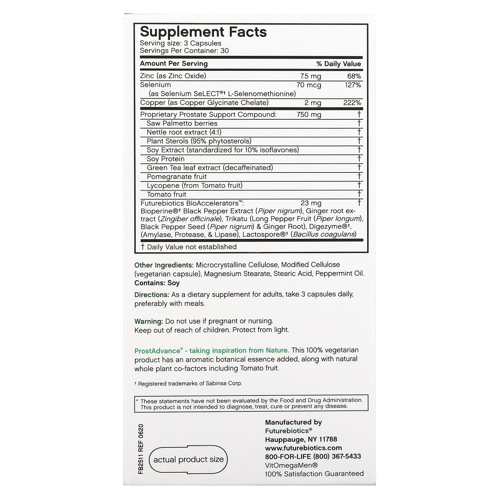 Futurebiotics, ProstAdvance, Natural Prostate Support, 90 Vegetarian Capsules UPC 049479025114 | Hilife Vitamins