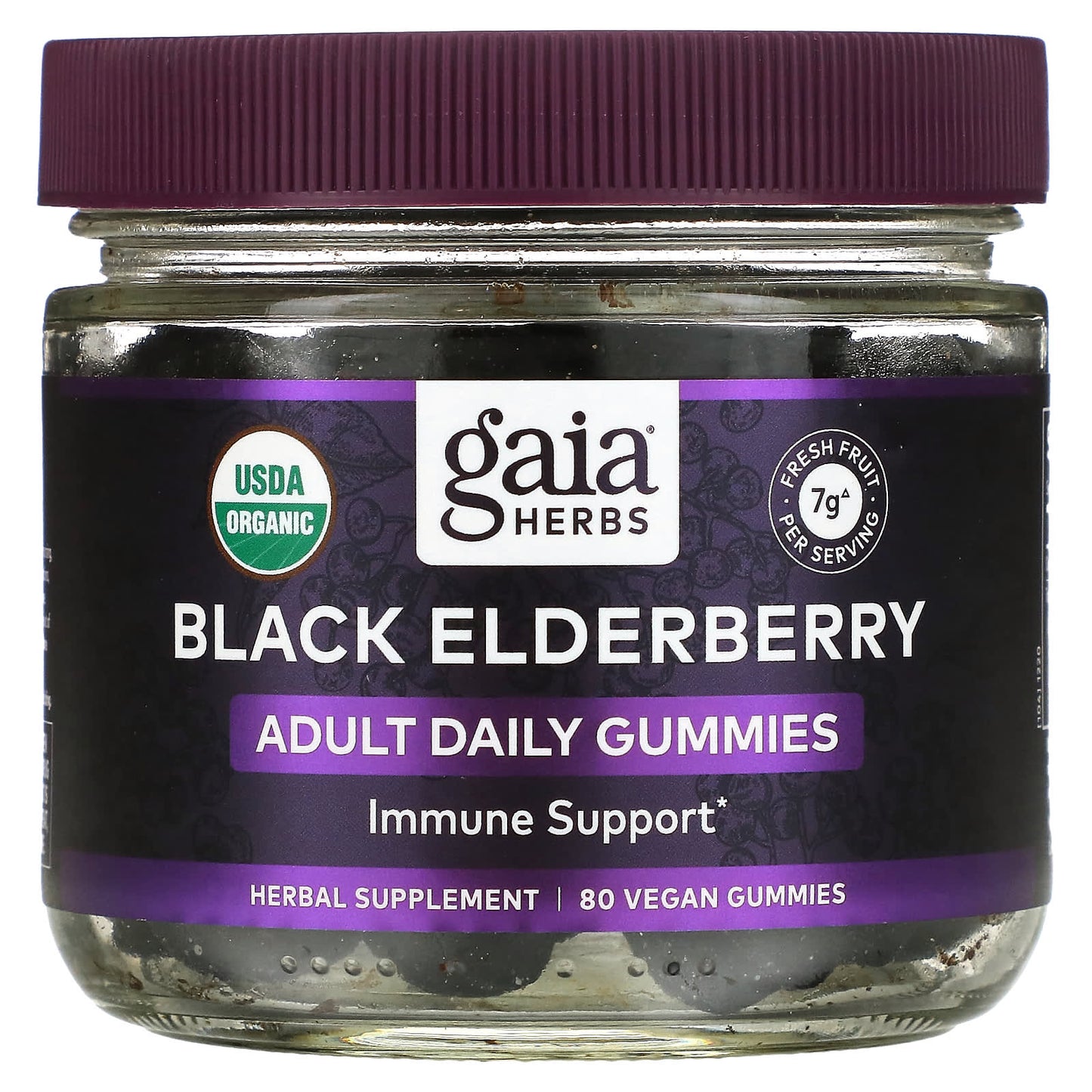 Gaia Herbs, Black Elderberry Immune Support Adult Daily Gummies, 80 Gummies UPC 751063151504 | HiLife Vitamins