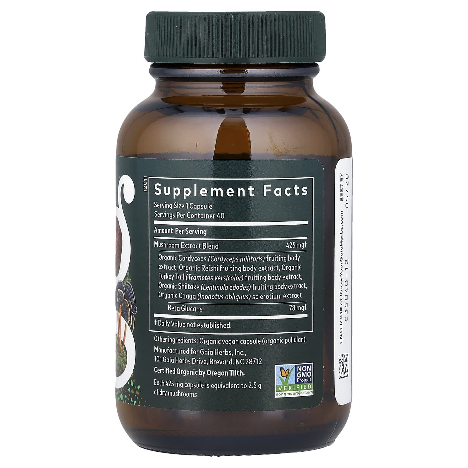 Gaia Herbs, Everyday Mushrooms (Formerly Known as Immune Mushroom Blend), 40 Vegan Capsules UPC 751063151726