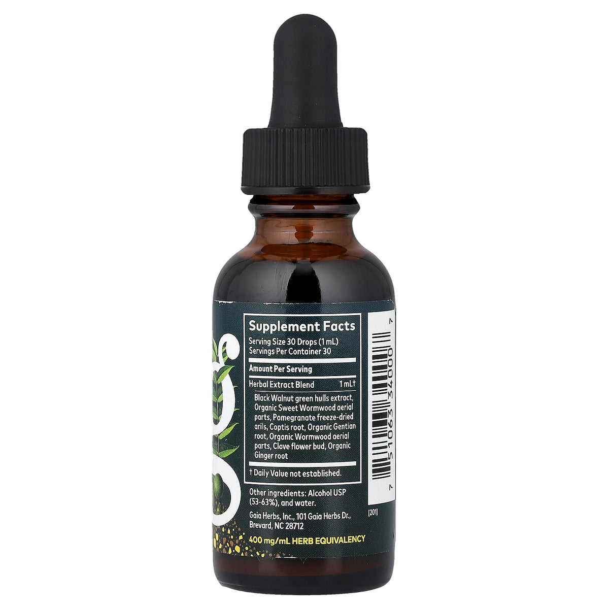 Gaia Herbs, Wormwood Black Walnut Supreme, 1 fl oz (30 ml) UPC 751063340007 | Hilife Vitamins