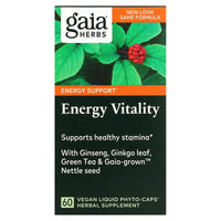 Gaia Herbs, Energy Vitality, 60 Vegan Liquid Phyto-Caps UPC 751063398503 | HiLife Vitamins