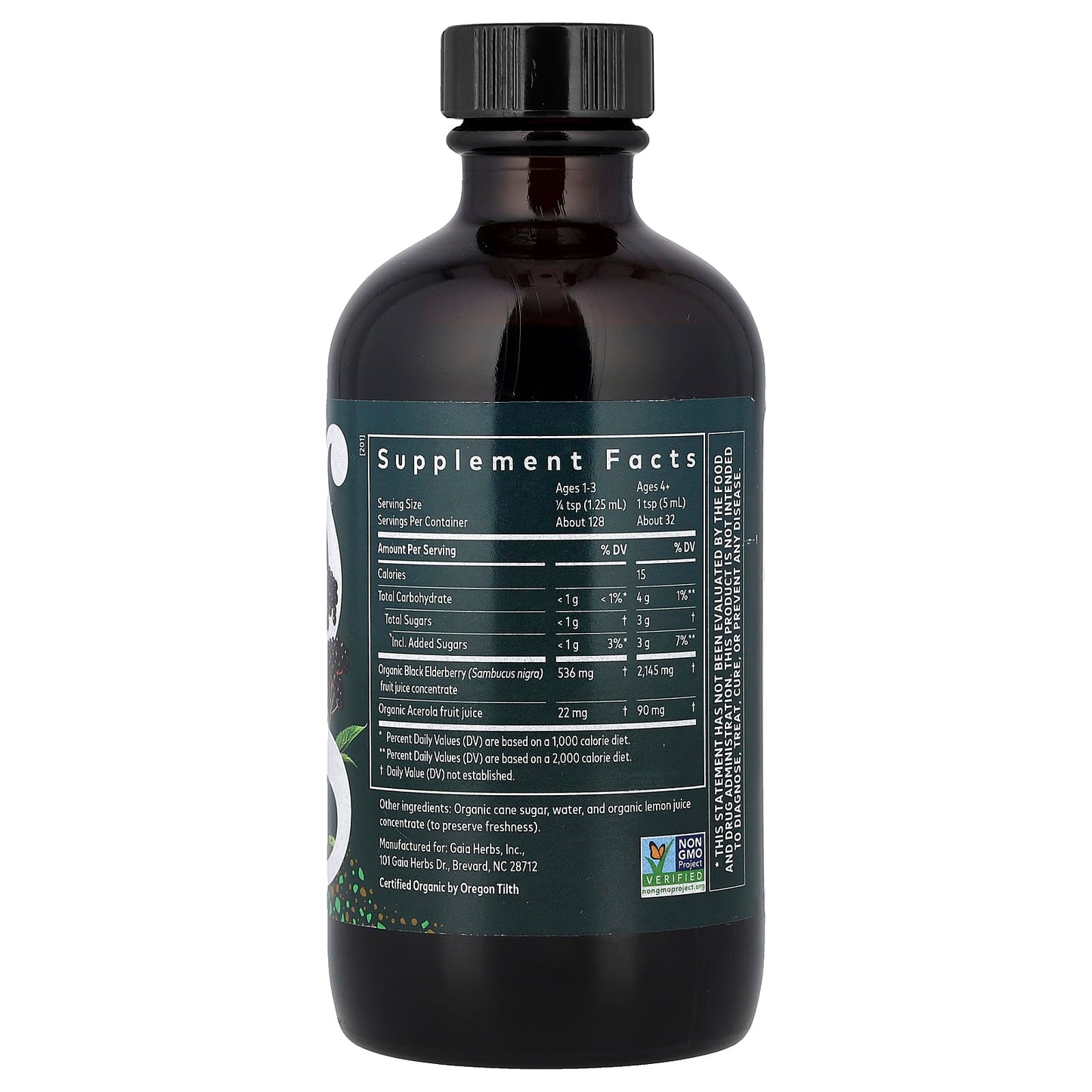 Gaia Herbs, Black Elderberry Syrup, Extra Strength, 5.4 fl oz (160 ml) UPC 751063800037 | Hilife Vitamins
