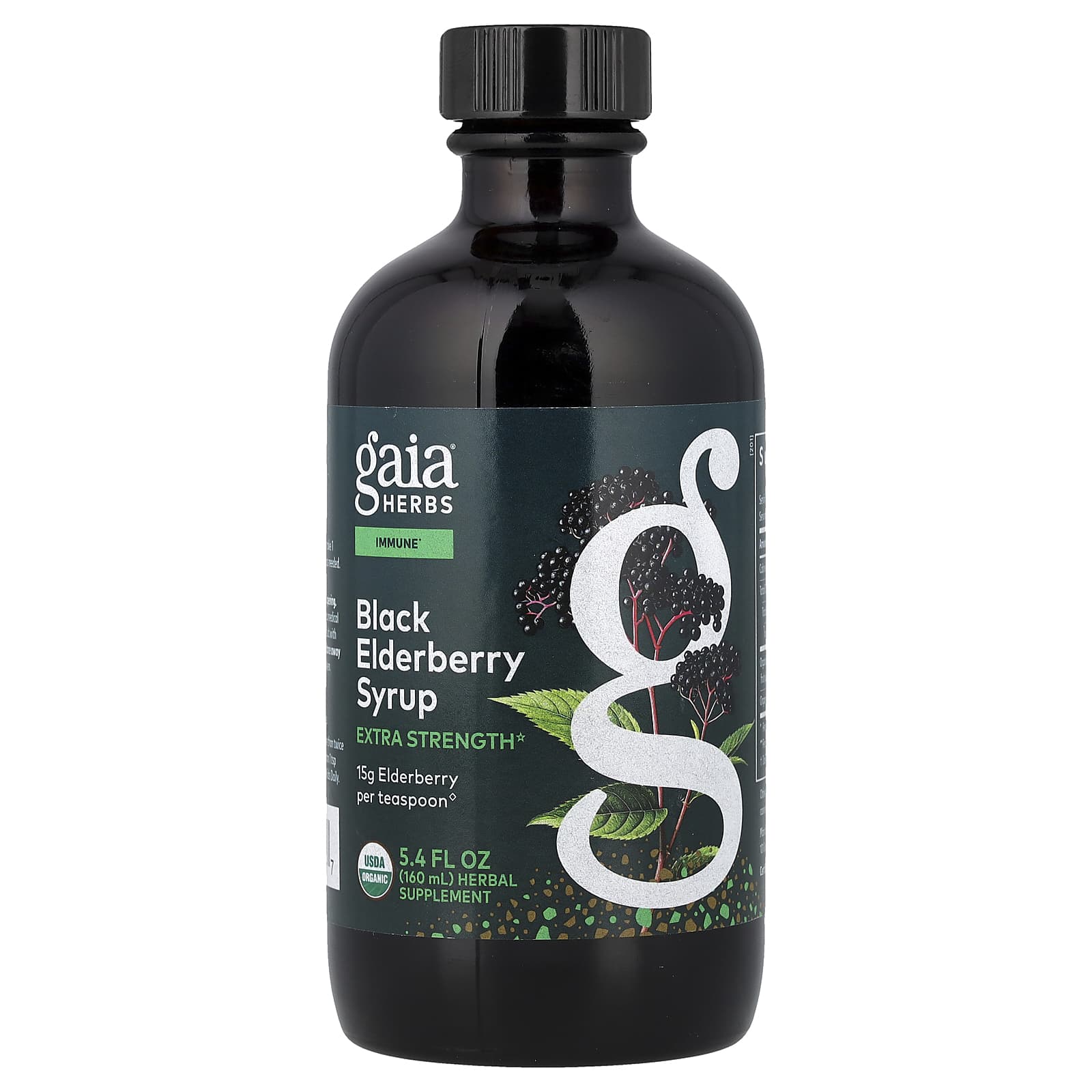 Gaia Herbs, Black Elderberry Syrup, Extra Strength, 5.4 fl oz (160 ml) UPC 751063800037 | Hilife Vitamins