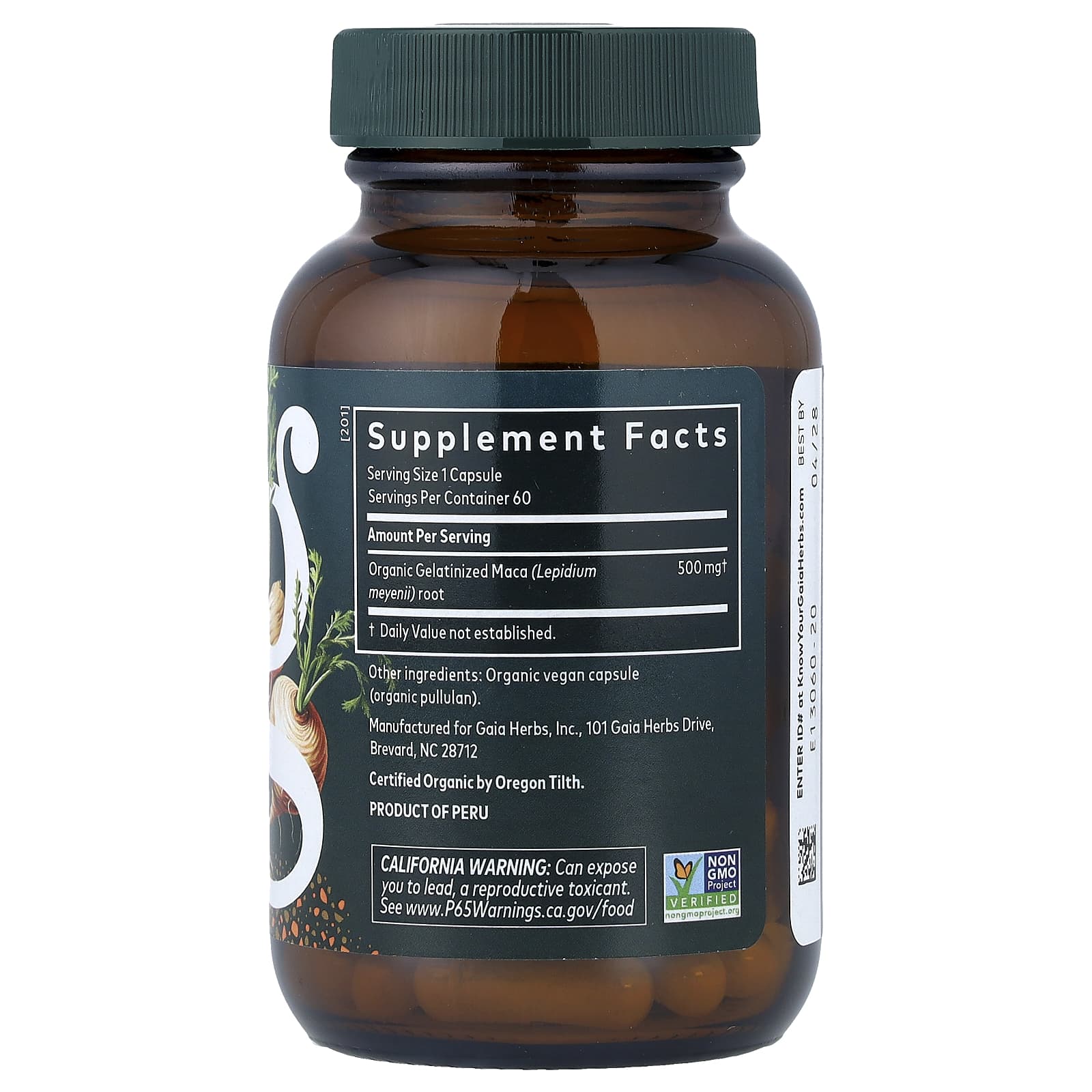Gaia Herbs, Maca Root, 60 Vegan Capsules UPC 751063997539 | HiLife Vitamins
