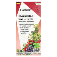 Gaia Herbs, Floradix, Floravital Iron & Herbs, 17 Oz Liquid Extract UPC 850026260137 | HiLife Vitamins