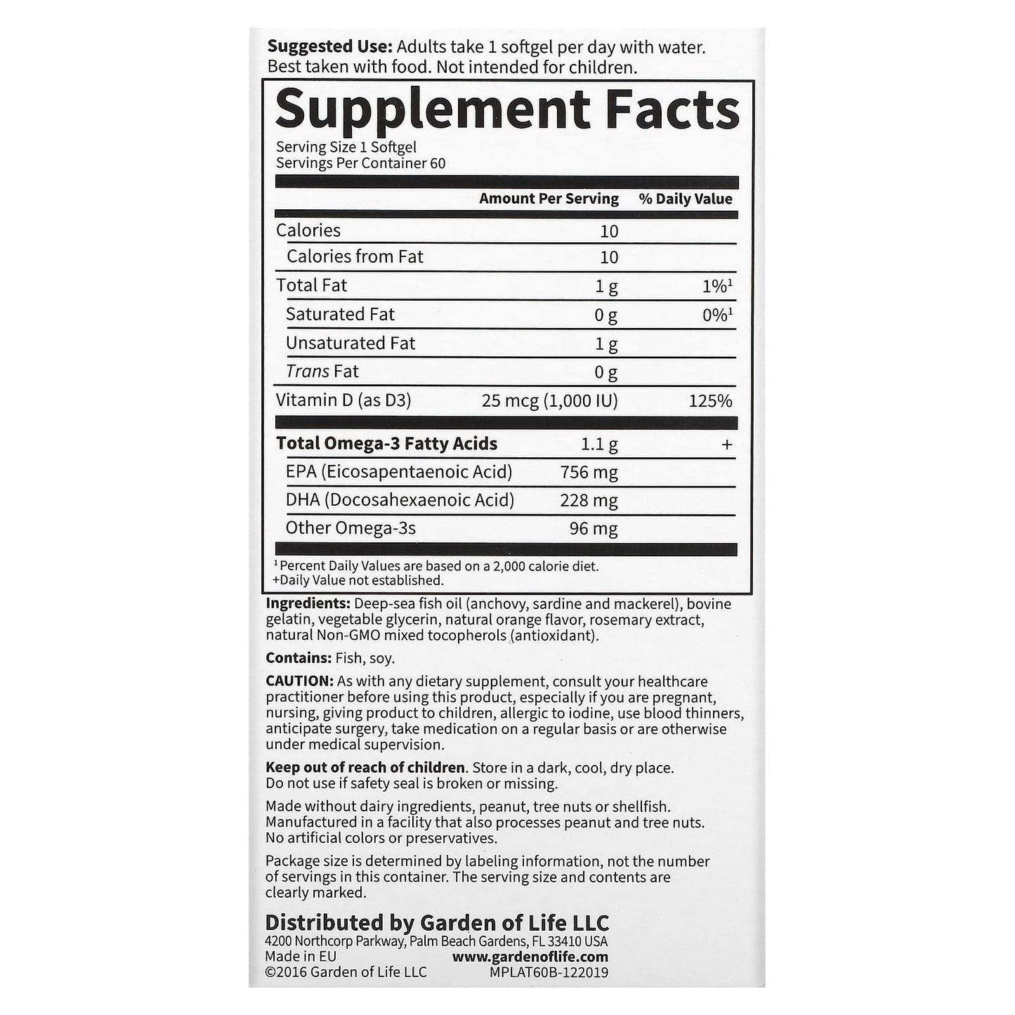 Garden of Life, Minami Platinum Orange, 60 Softgels UPC 5425018611812 | HiLife Vitamins