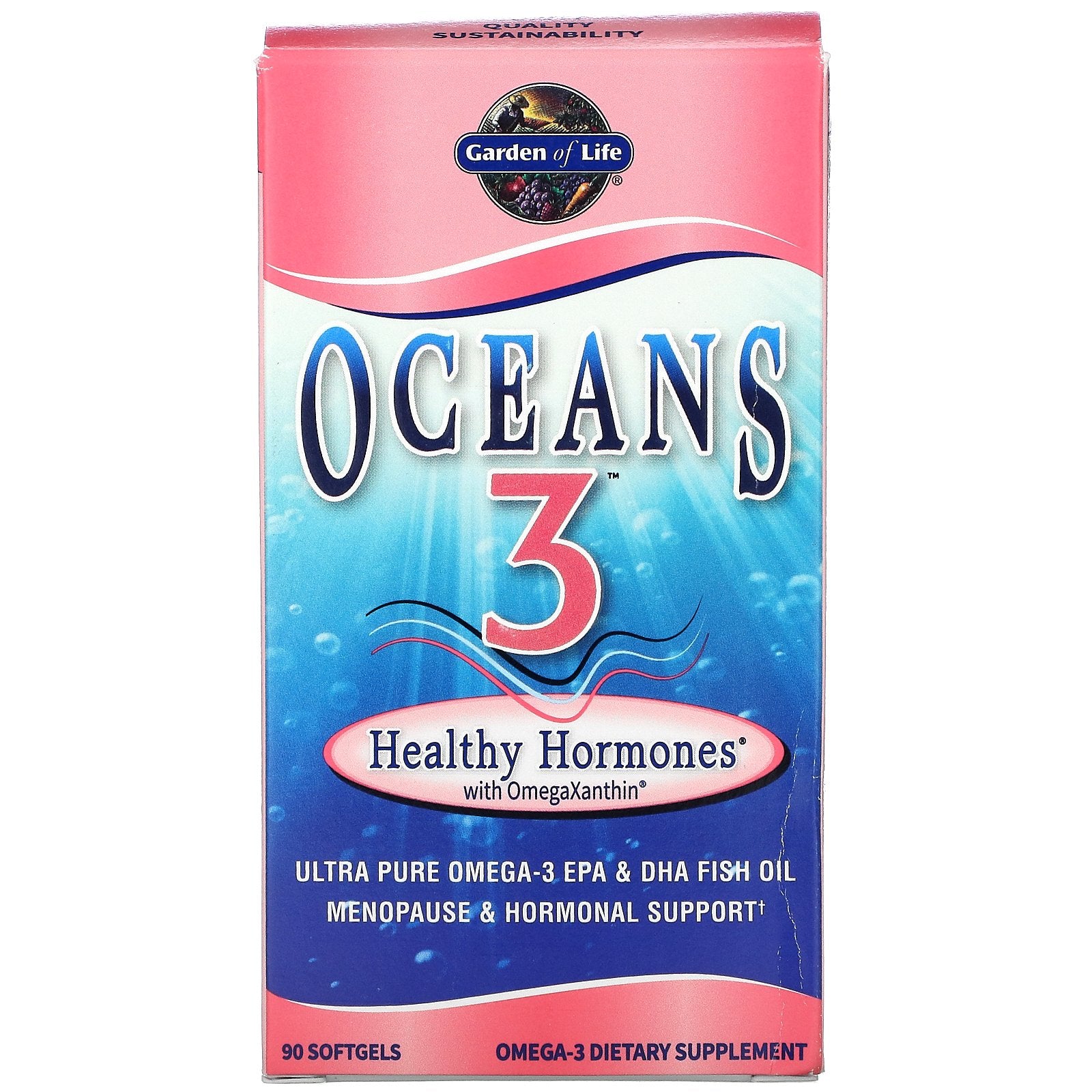 Garden of Life, Oceans 3 - Healthy Hormone, 90 Softgels UPC 658010113861 | HiLife Vitamins