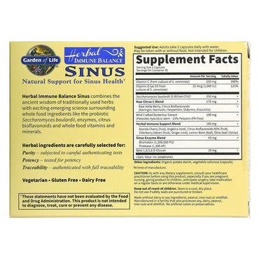 Garden of Life, Immune Balance Sinus, 60 Capsules UPC 658010115858 | HiLife Vitamins