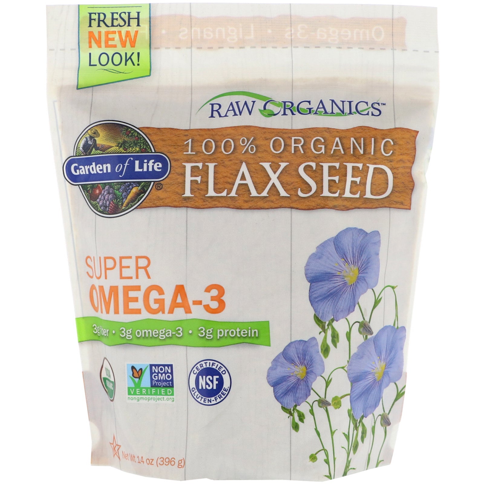 Garden of Life, Raw Organic Flax Seed with Super Omega-3s, 14 oz UPC 658010116787 | HiLife Vitamins