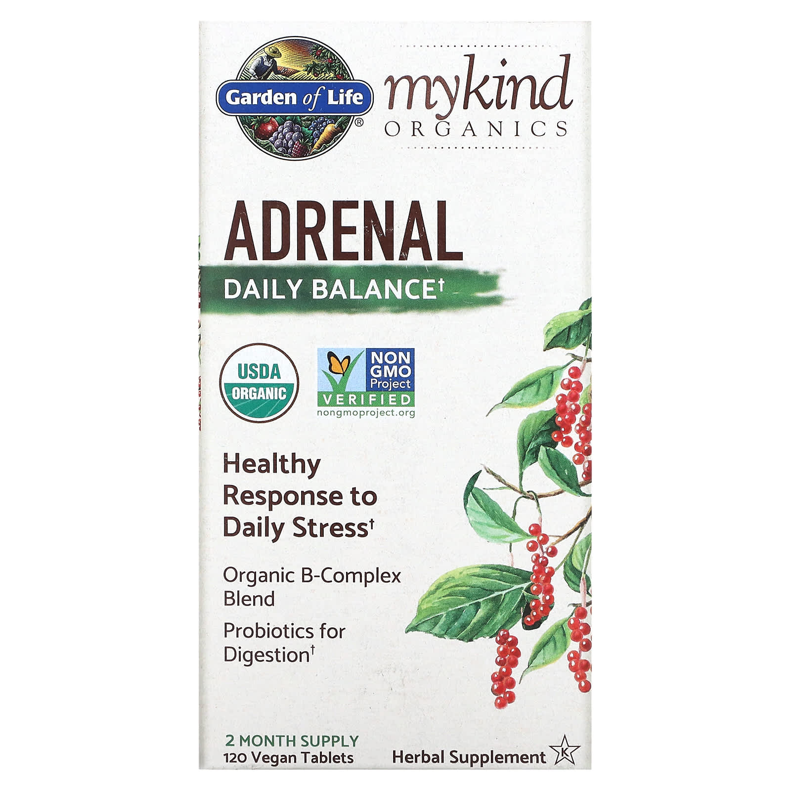 Garden of Life, Mykind Organics Herbal Adrenal, 120 Tablets UPC 658010121866 | HiLife Vitamins