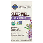 Garden of Life, Organics, Sleep Well, Rest & Refresh, 30 Vegan Tablets UPC 658010121897 | HiLife Vitamins
