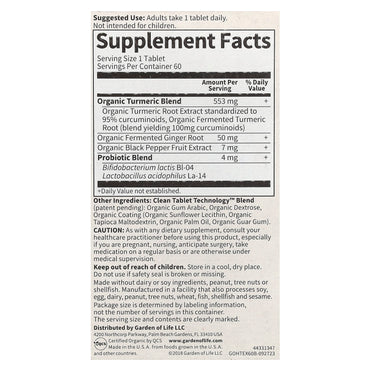 Garden of Life, MyKind Organics, Extra Strength Turmeric, Inflammatory Response, 60 Vegan Tablets UPC 658010121903 | HiLife Vitamins