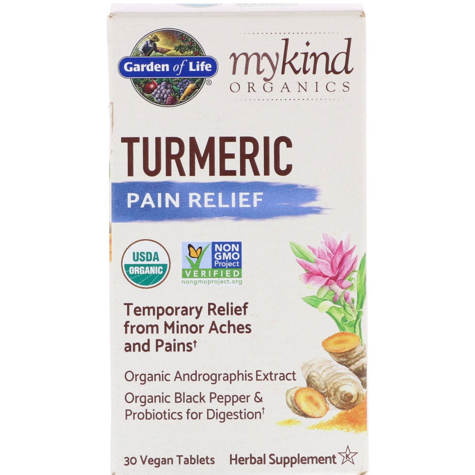 Garden of Life, Mykind Organics Herbal Turmeric, 30 Tablets UPC 658010121934 | HiLife Vitamins