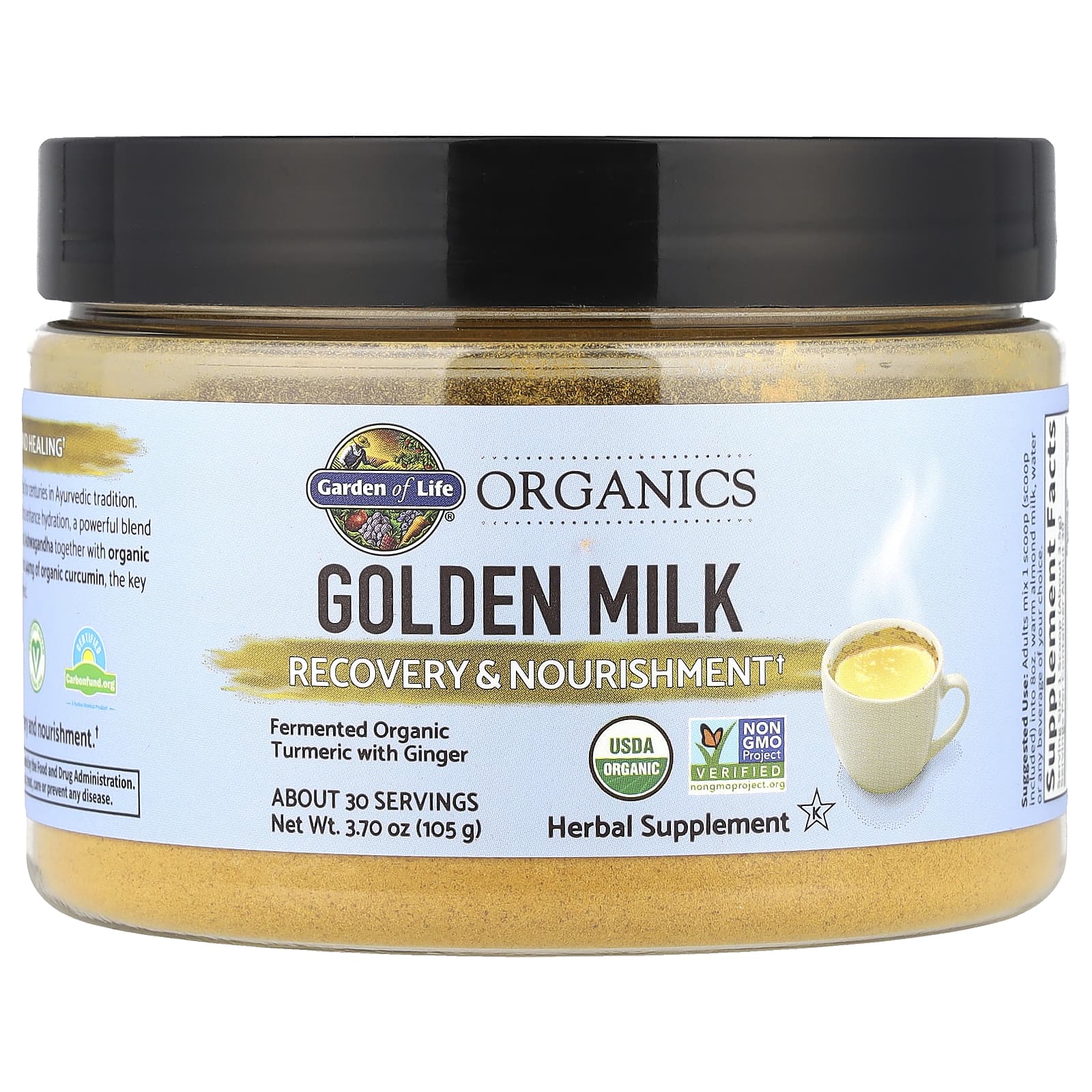 Garden of Life, Organics, Golden Milk, Recovery & Nourishment, 3.70 oz (105 g) UPC 658010123082 | HiLife Vitamins