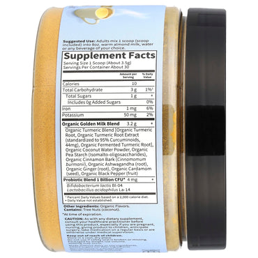 Garden of Life, Organics, Golden Milk, Recovery & Nourishment, 3.70 oz (105 g) UPC 658010123082 | HiLife Vitamins
