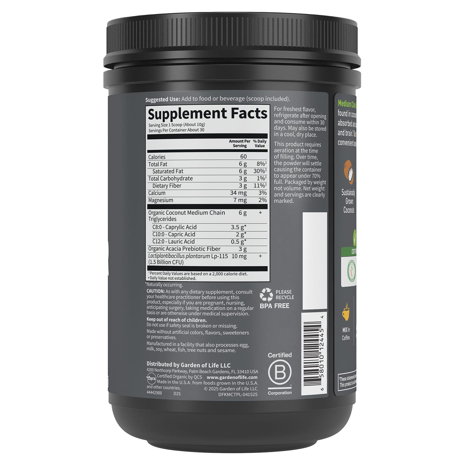 Garden of Life, Dr. Formulated Keto, Organic MCT Powder, 10.58 oz (300 g) UPC 658010124454 | HiLife Vitamins