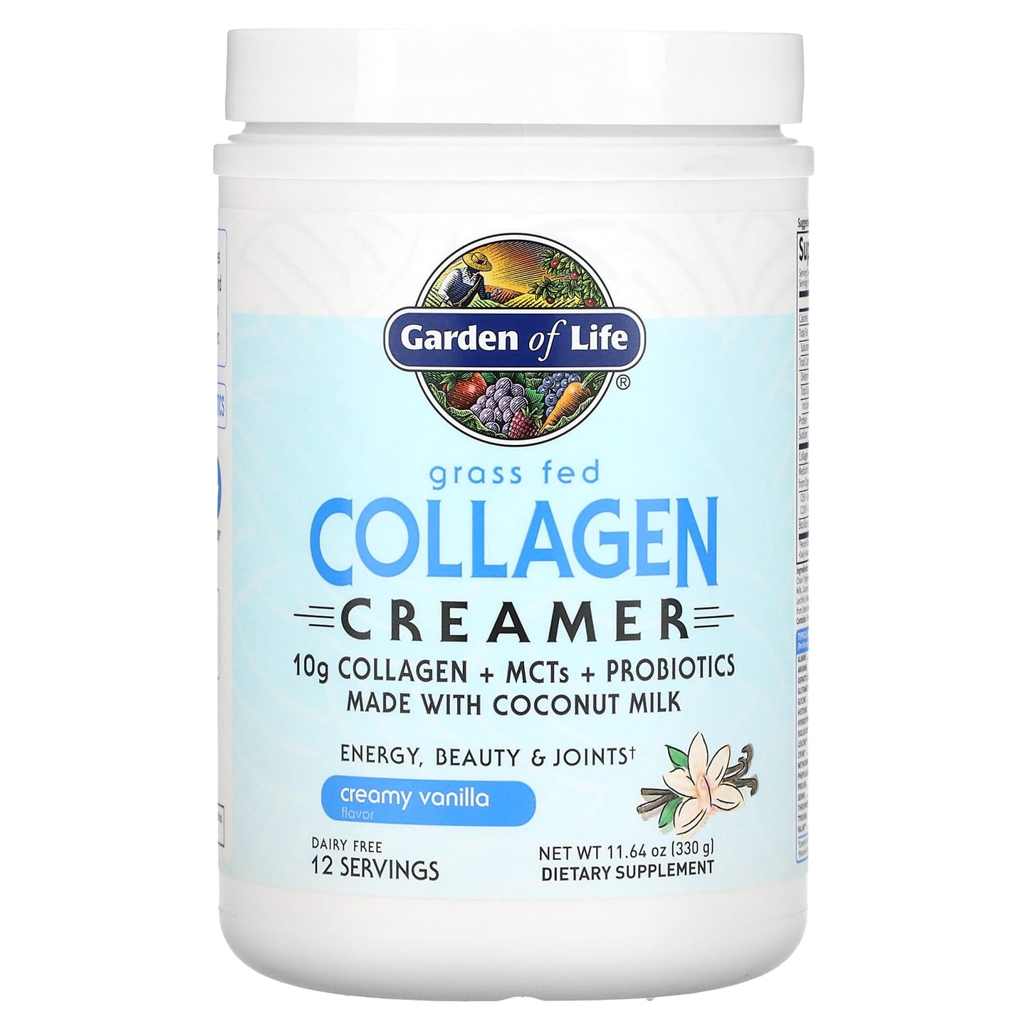 Garden of Life, Grass Fed Collagen Creamer Vanilla, 330 grams powder UPC 658010127134 | HiLife Vitamins