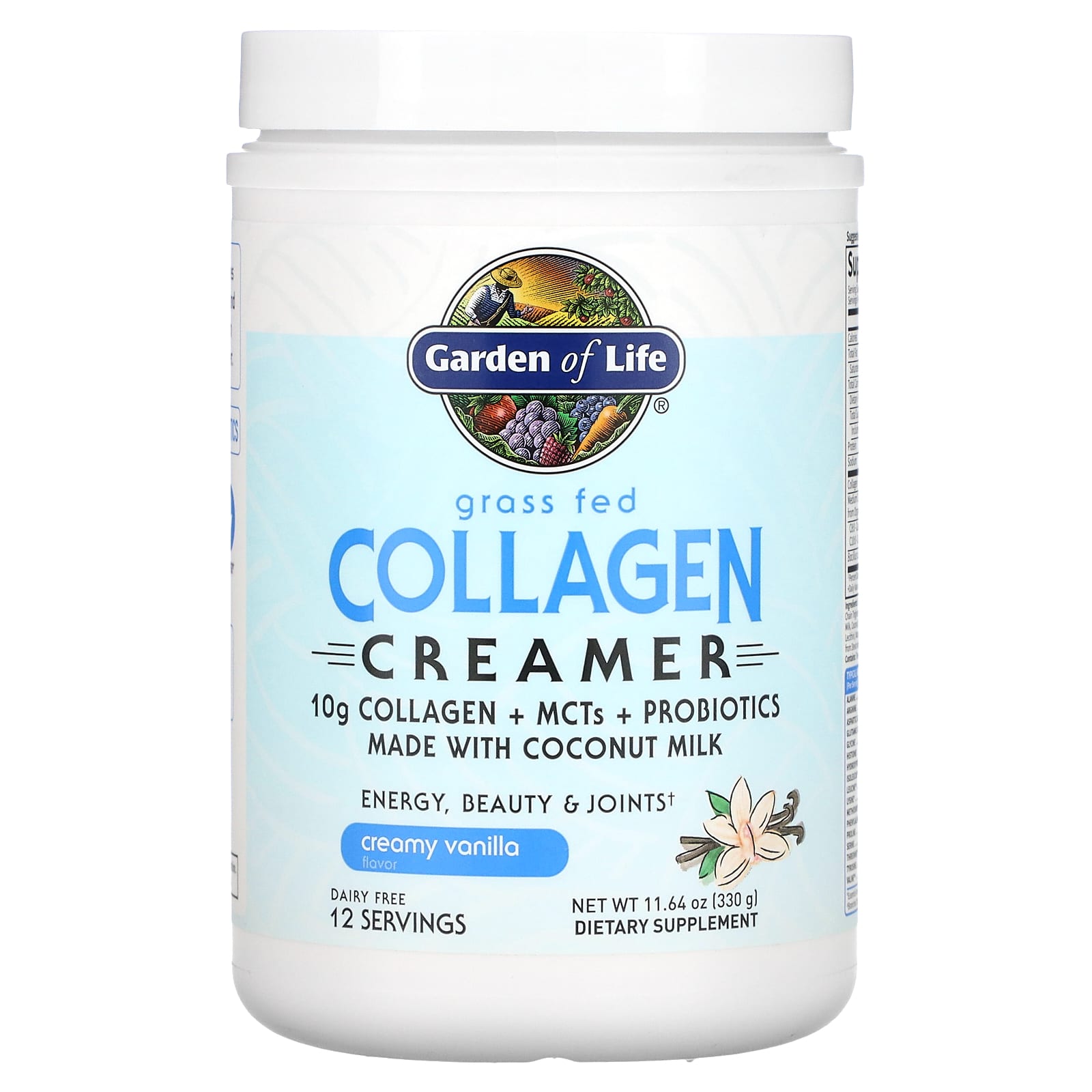 Garden of Life, Grass Fed Collagen Creamer Vanilla, 330 grams powder UPC 658010127134 | HiLife Vitamins