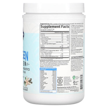 Garden of Life, Grass Fed Collagen Creamer Vanilla, 330 grams powder UPC 658010127134 | HiLife Vitamins