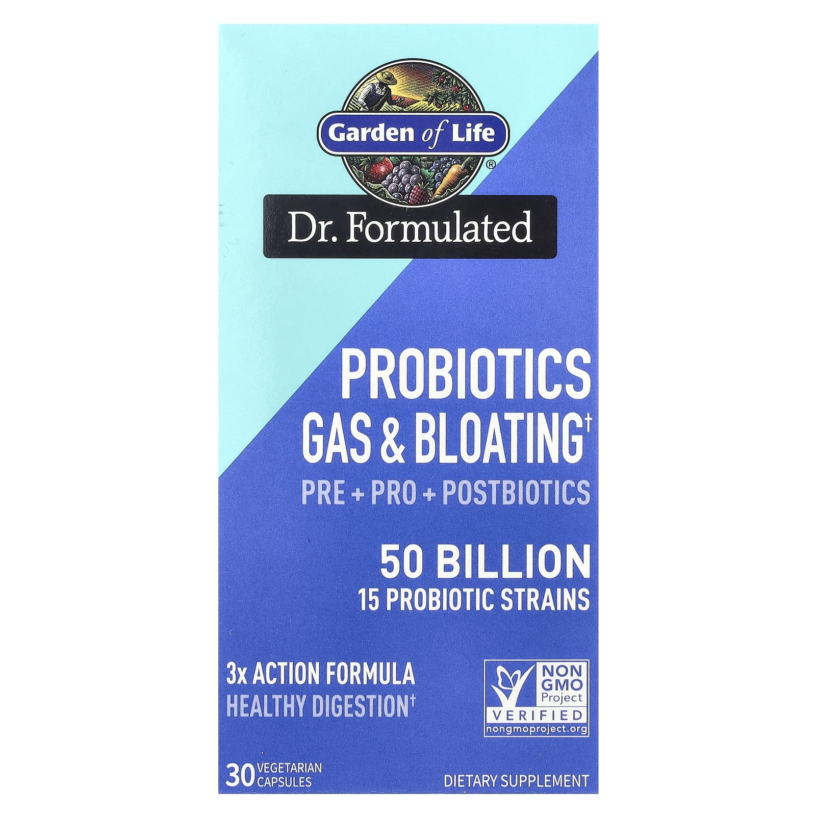 Garden of Life, Probiotics Gas & Bloating, 50 Billion, 30 Vegetarian Capsules UPC 658010131773 | HiLife Vitamins