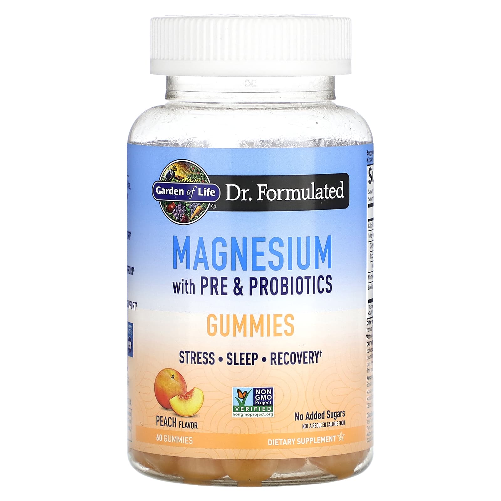 Garden of Life, Magnesium with Pre & Probiotics Gummies, Peach, 60 Gummies UPC 658010132695 | HiLife Vitamins