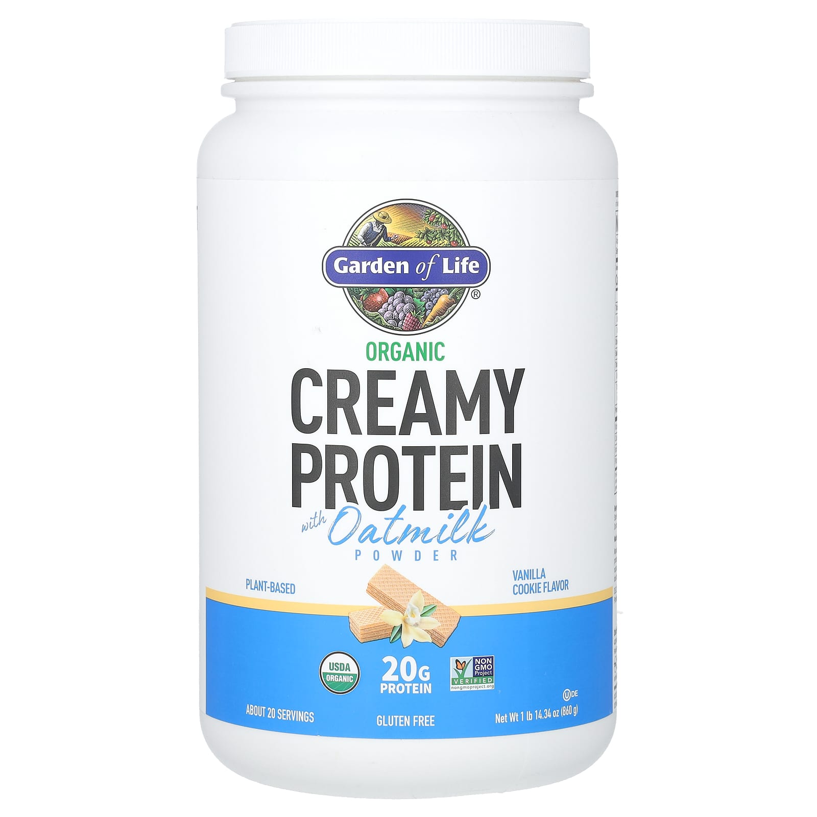 Garden of Life, Organic Creamy Protein with Oatmilk Powder, Vanilla Cookie, 1 lb 14.34 oz (860 g) UPC 658010132725 | HiLife Vitamins