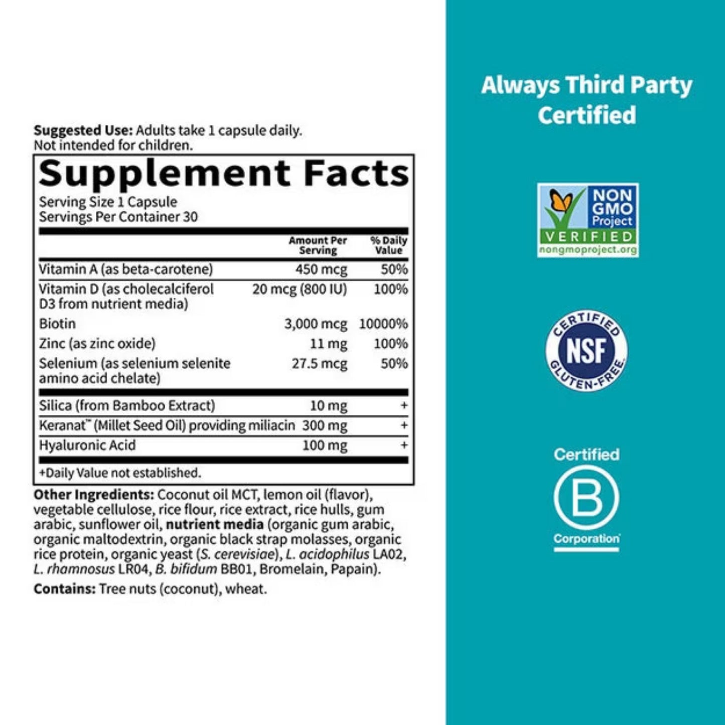Garden of Life, Once Daily Hair Growth+ Duocap, 30 Capsules UPC 658010133166 | HiLife Vitamins