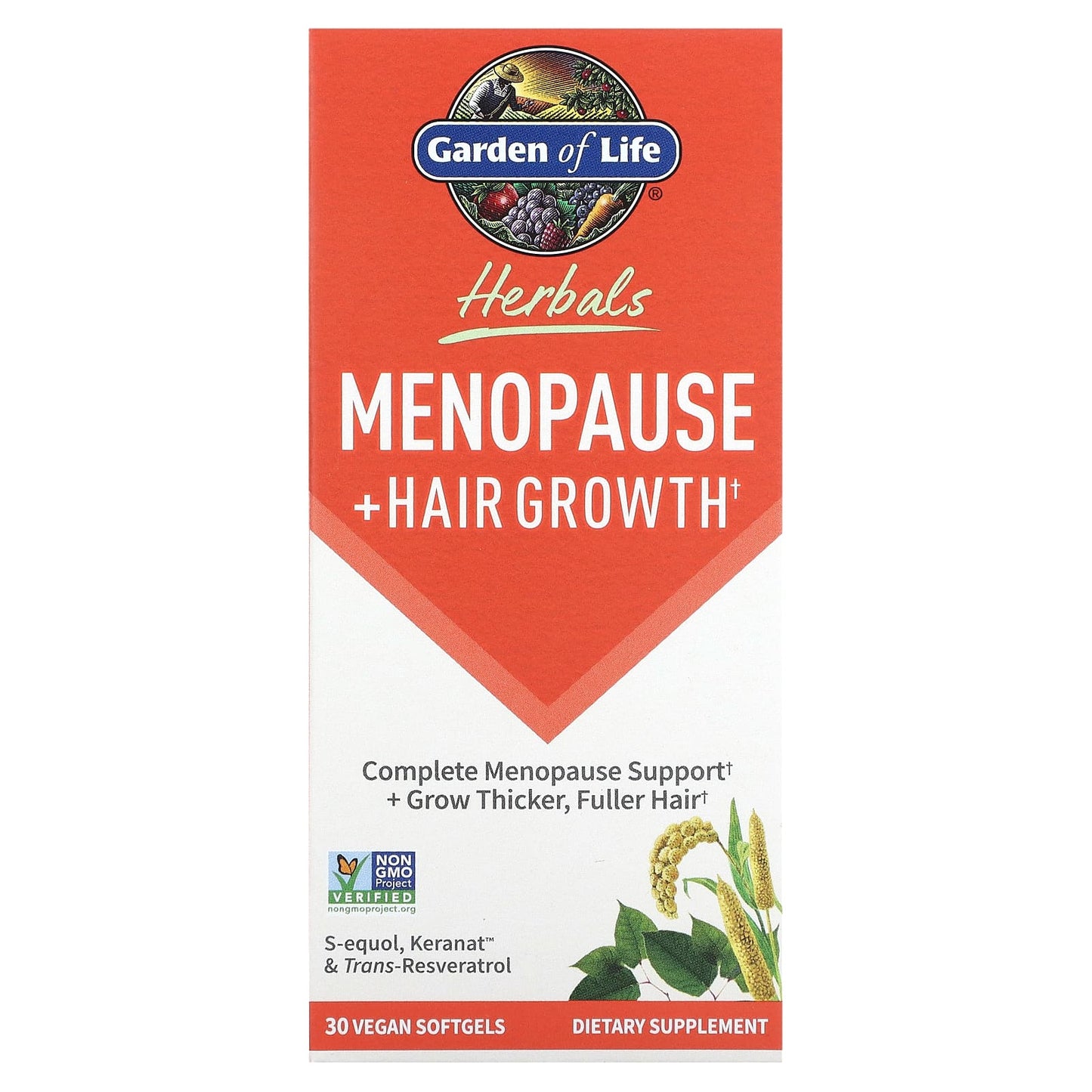 Garden of Life, Herbals, Menopause + Hair Growth, Berry,, 30 Vegan Softgels UPC 658010133937 | HiLife Vitamins