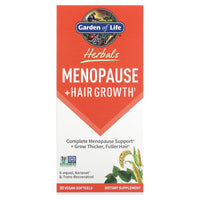 Garden of Life, Herbals, Menopause + Hair Growth, Berry,, 30 Vegan Softgels UPC 658010133937 | HiLife Vitamins