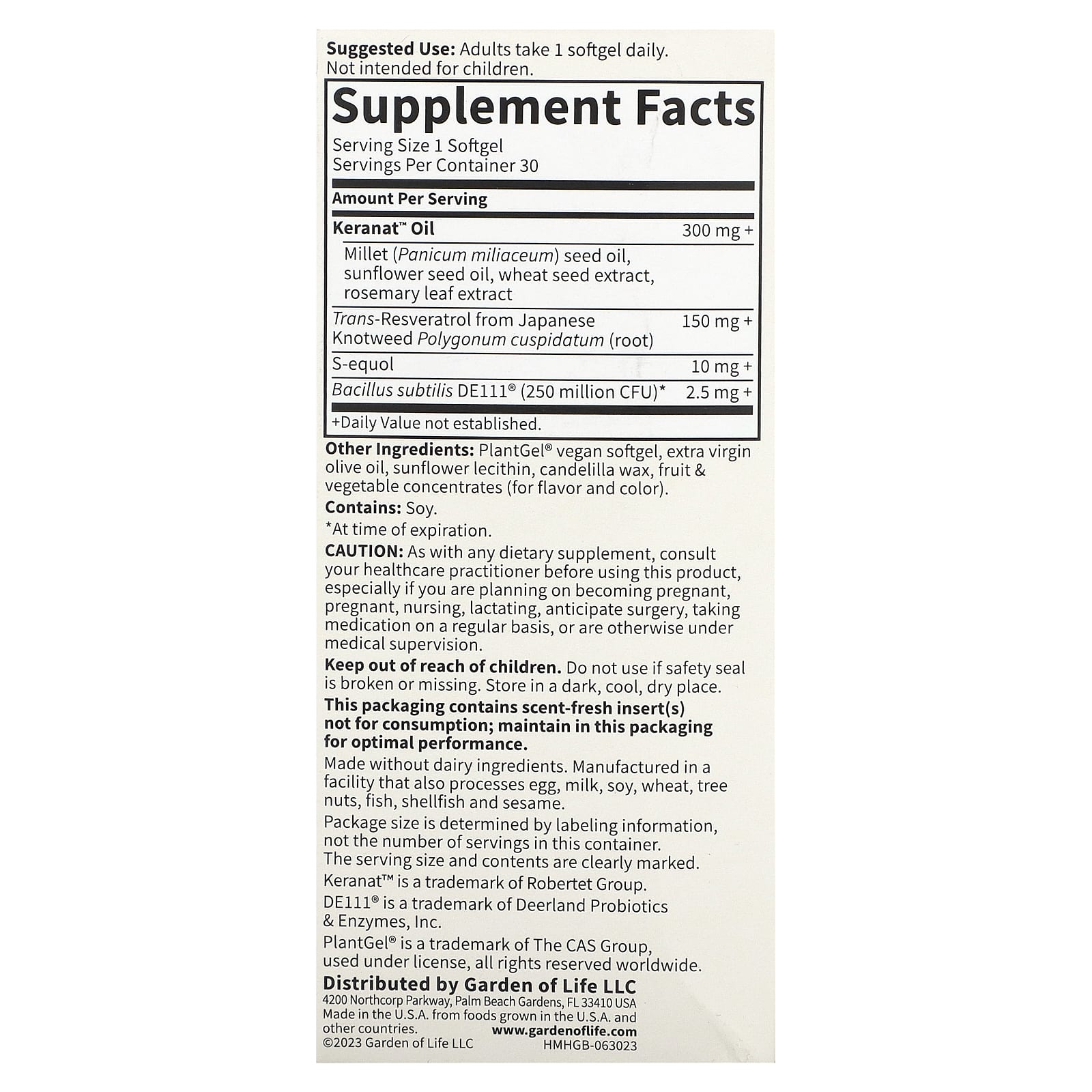 Garden of Life, Herbals, Menopause + Hair Growth, Berry,, 30 Vegan Softgels UPC 658010133937 | HiLife Vitamins