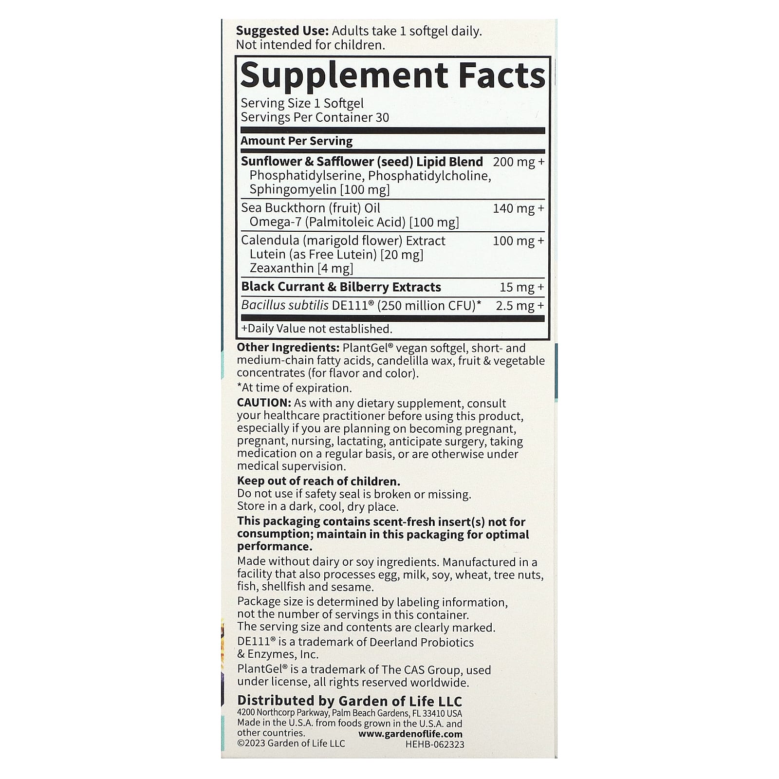 Garden of Life, Herbals, Eye Health, Berry, 30 Vegan Softgels UPC 658010133944 | HiLife Vitamins