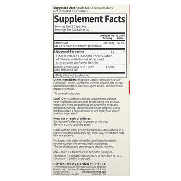 Garden of Life, Herbals, Liposomal Berberine, 60 Vegan Capsules UPC 658010134194 | HiLife Vitamins