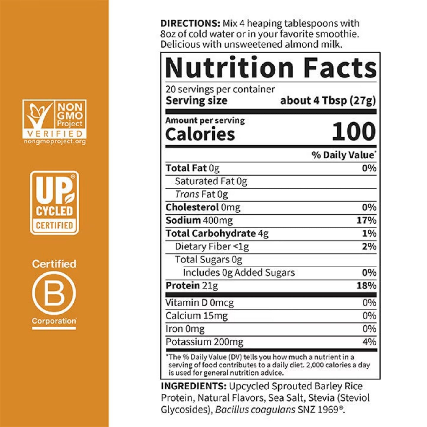 Garden of Life, Plant-Based Sprouted Barley, Protein + Probiotics, Vanilla Caramel, 1 LB 3 OZ (540 G) UPC 658010134606 | HiLife Vitamins
