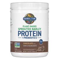 Garden of Life, Plant-Based Sprouted Barley, Protein + Probiotics, Chocolate, 1 LB 4 OZ (564 G) UPC 658010134613 | HiLife Vitamins