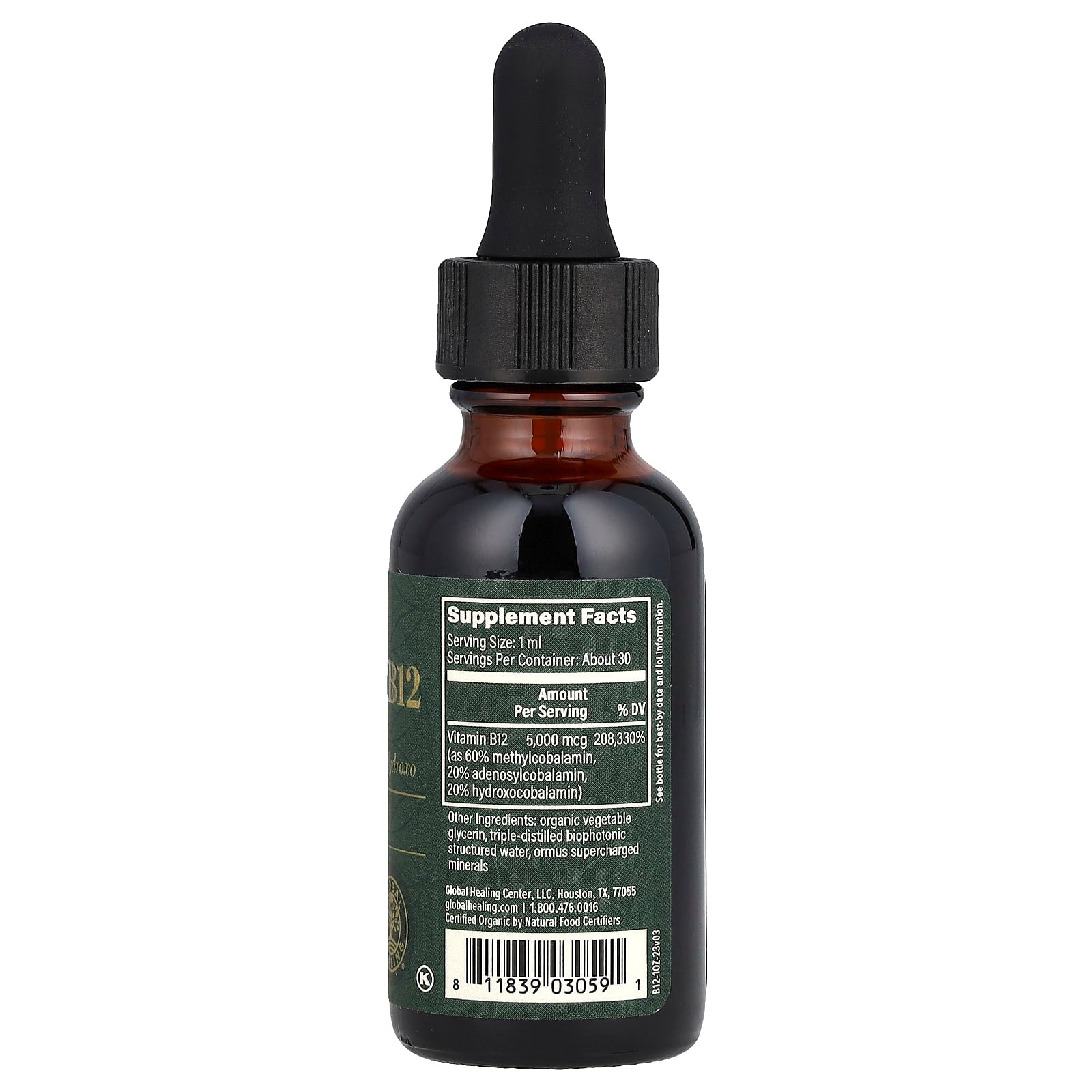 Global Healing, Vitamin B12, 5,000 mcg, 1 fl oz (29.6 ml) - 811839030591 | Hilife Vitamins